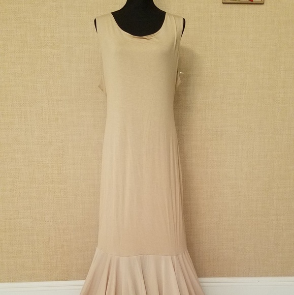 Sexy Plus Tulle Mermaid Maxi Dress Size 3x Tan - Picture 5 of 7